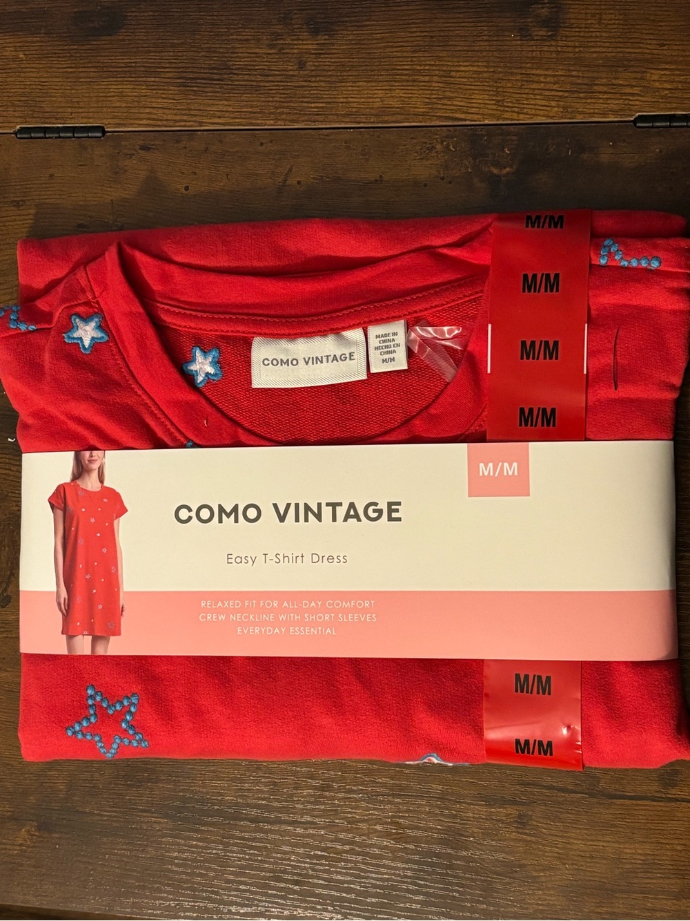 Fred David Red Star-Print Easy T-Shirt Dress